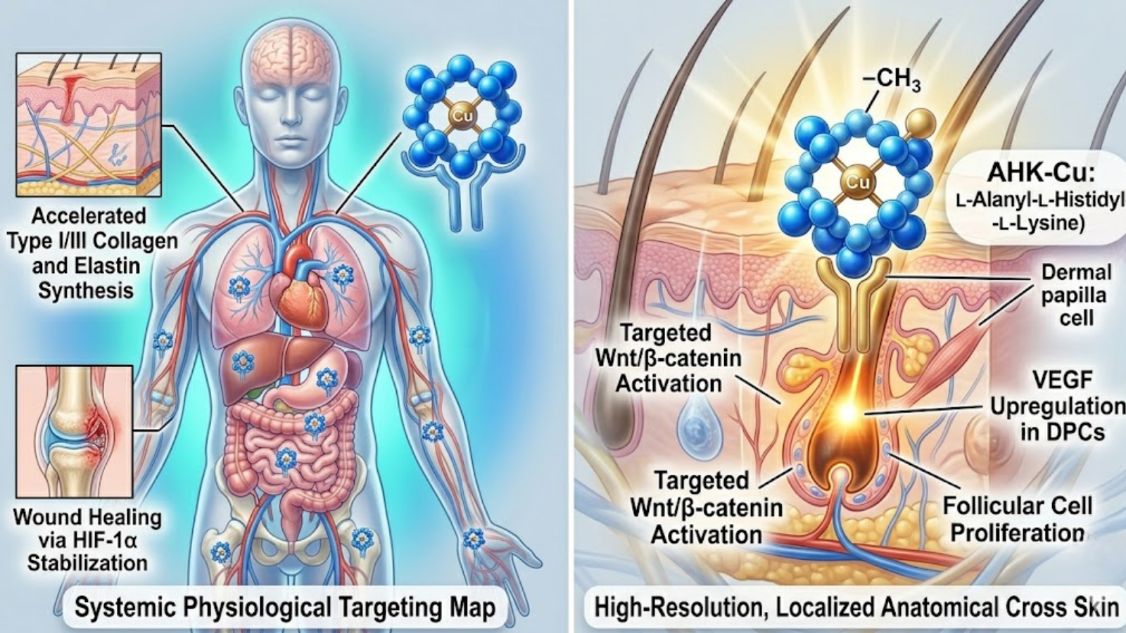 Physiological Targeting Map Comparison for AHK-Cu vs GHK-Cu