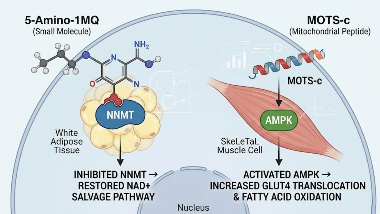 Mechanism of 5-Amino-1MQ and MOTS-c